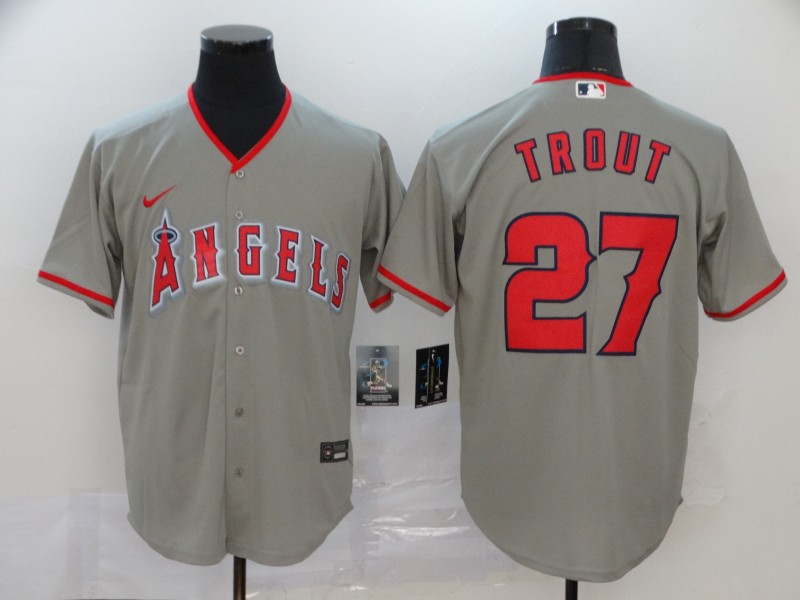 Men's Los Angeles Angels #27 Mike Trout 2020 Grey Cool Base Stitched MLB Jersey
